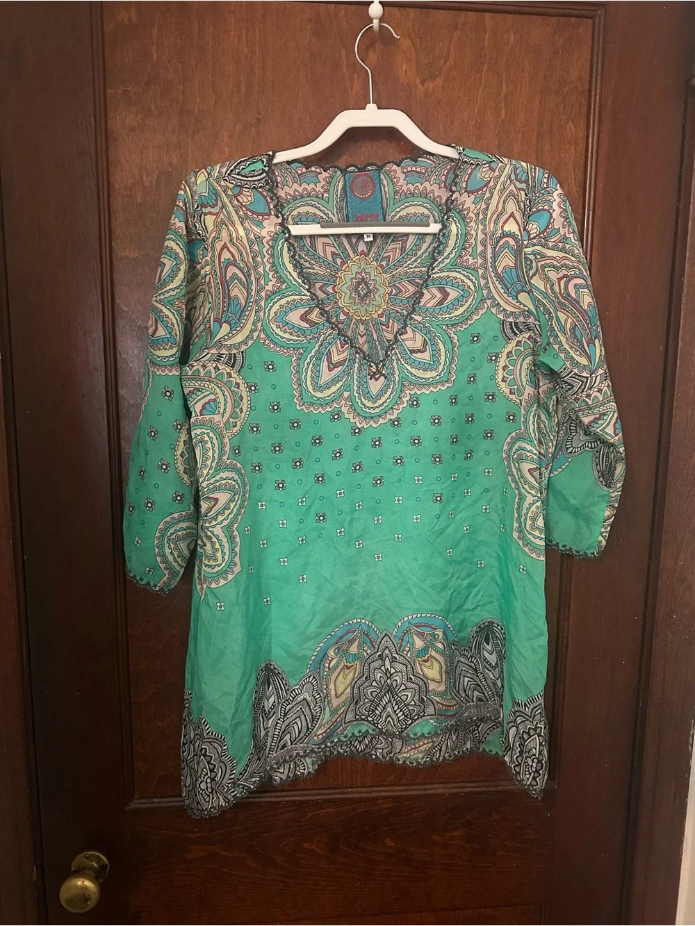 Johnny Was Silk Printed Tunic Top Size M - Picture 4 of 9